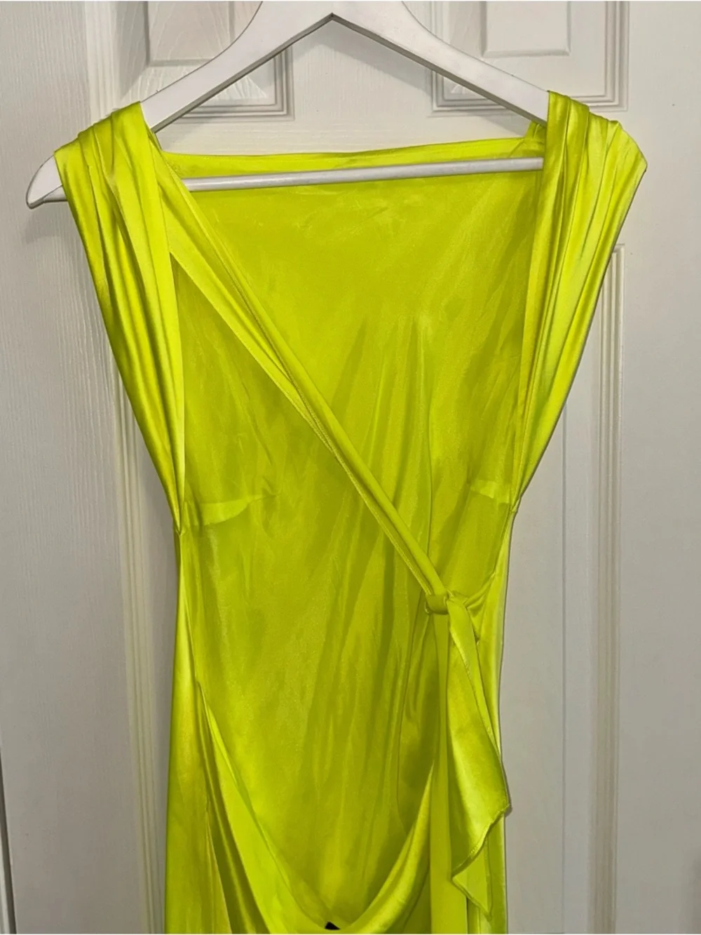 The Bar Max Midi Open Back Neon Yellow Dress